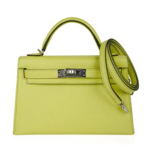 Hermes Mini Kelly 20 Bag Sellier Jaune Bourgeon Chevre Leather with Palladium Hardware