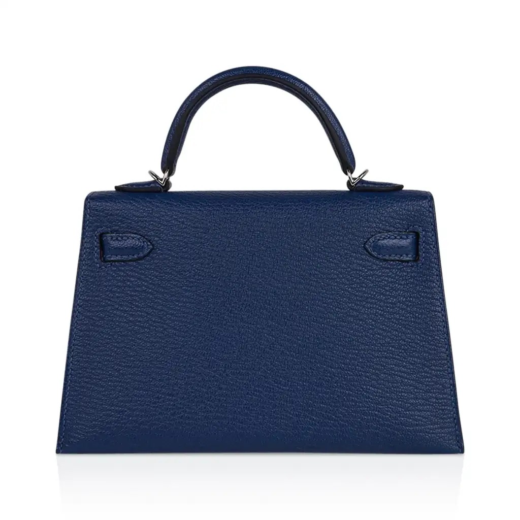 Hermes Special Order HSS Verso Mini Kelly 20 Sellier Bag Deep Bleu & Bleu Izmir Epsom Leather with Palladium Hardware - Image 12