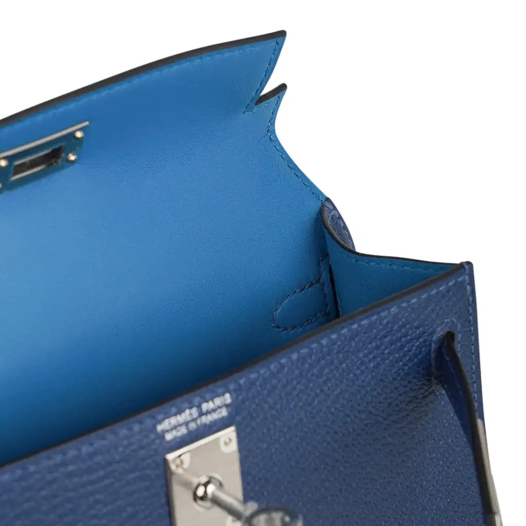 Hermes Special Order HSS Verso Mini Kelly 20 Sellier Bag Deep Bleu & Bleu Izmir Epsom Leather with Palladium Hardware - Image 2