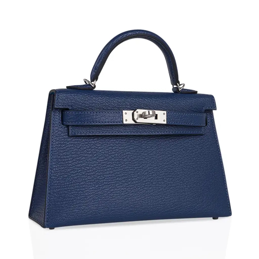 Hermes Special Order HSS Verso Mini Kelly 20 Sellier Bag Deep Bleu & Bleu Izmir Epsom Leather with Palladium Hardware - Image 3