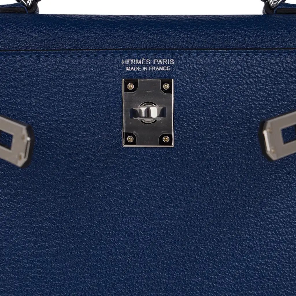 Hermes Special Order HSS Verso Mini Kelly 20 Sellier Bag Deep Bleu & Bleu Izmir Epsom Leather with Palladium Hardware - Image 8