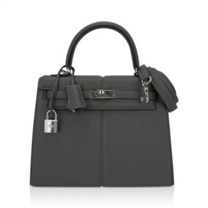 Hermes Limited Edition Padded Kelly 25 Bag Gris Meyer with Palladium Hardware