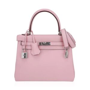 Hermes Kelly 25 Bag Rose Sakura Swift Leather with Palladium Hardware