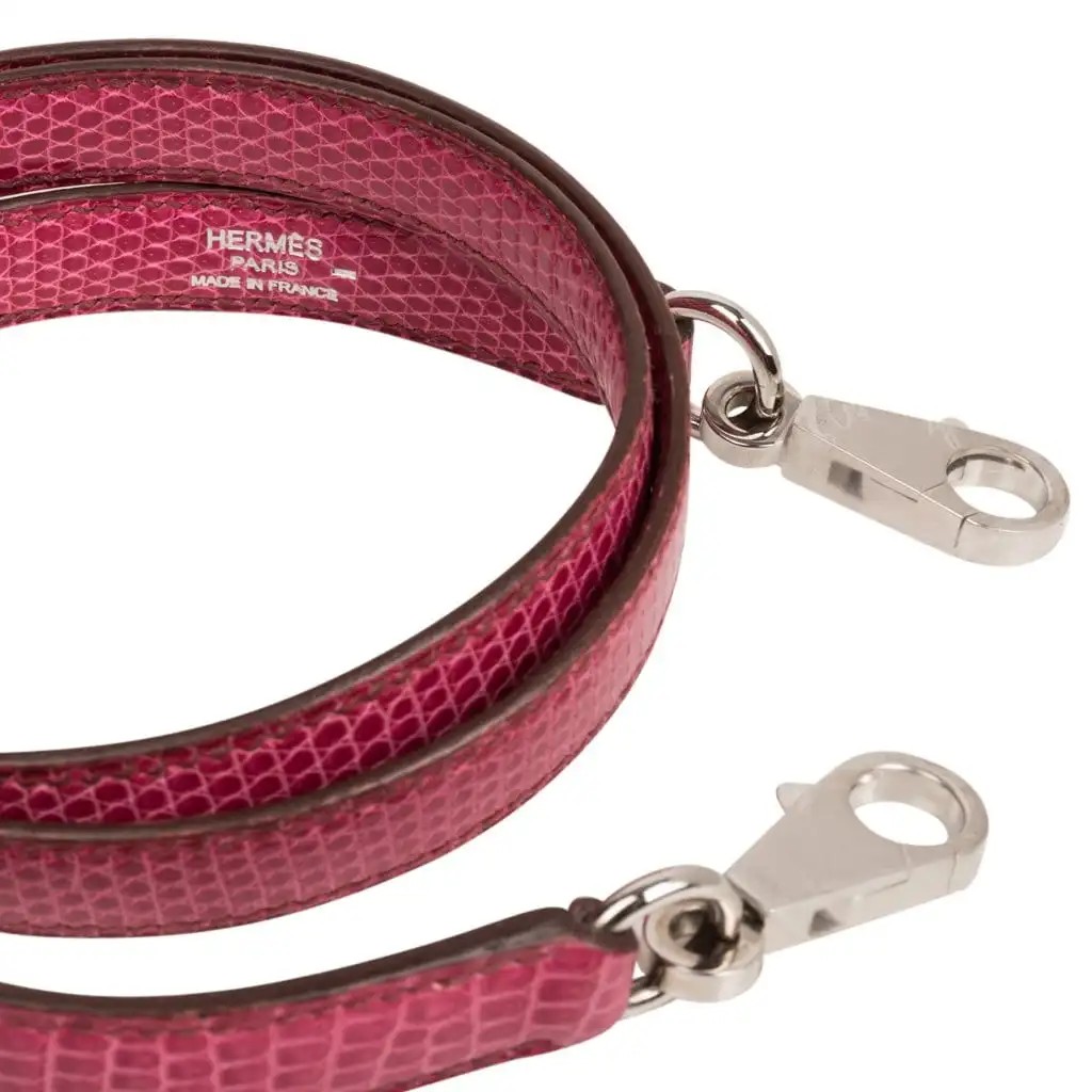 Hermes Kelly 25 Sellier Bag Fuschia Lizard with Palladium Hardware - Image 13