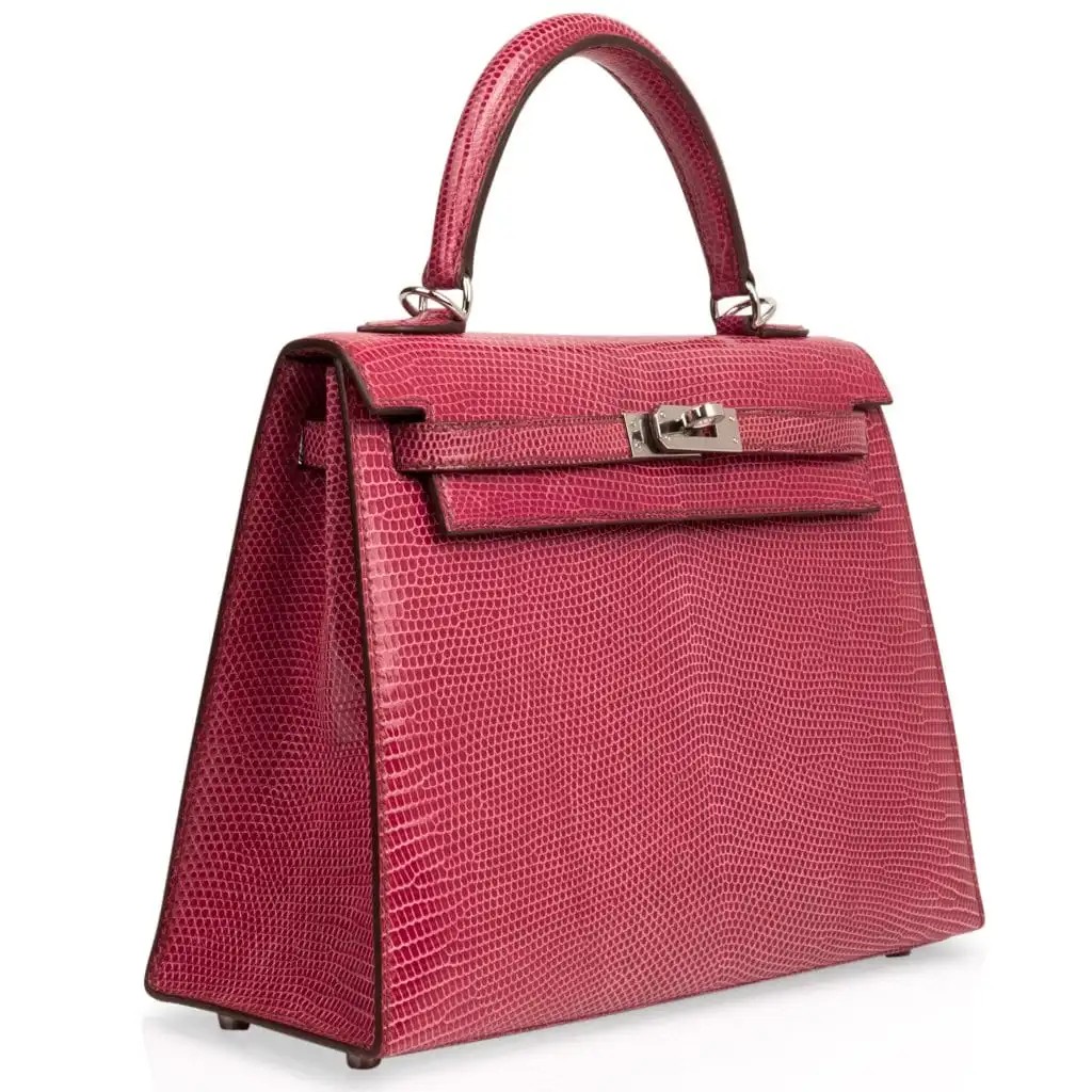 Hermes Kelly 25 Sellier Bag Fuschia Lizard with Palladium Hardware - Image 2