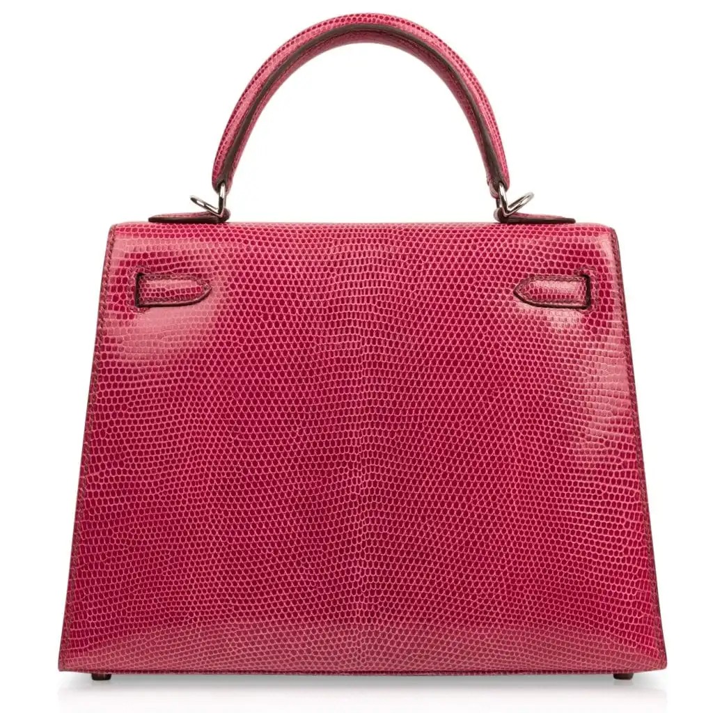 Hermes Kelly 25 Sellier Bag Fuschia Lizard with Palladium Hardware - Image 7