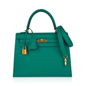Hermes Kelly 25 Sellier Bag Jade Epsom Leather with Gold Hardware