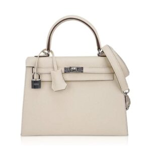 Hermes Kelly 25 Sellier Bag Nata Epsom Leather with Palladium Hardware
