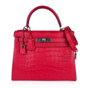 Hermes Kelly 28 Bag Rose Extreme Matte Alligator with Palladium Hardware