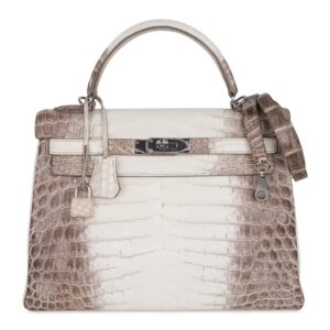 Hermes Limited Edition Kelly 32 Bag in Himalaya Crocodile with Palladium Hardware