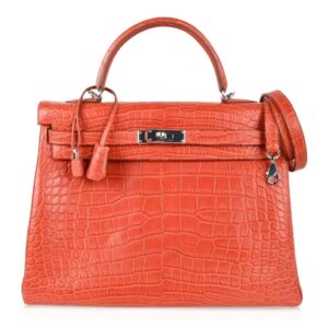 Hermes Kelly 35 Retourne Bag Sanguine Matte Alligator with Palladium Hardware