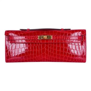 Hermes Kelly Cut Bag Braise Niloticus Crocodile with Gold Hardware