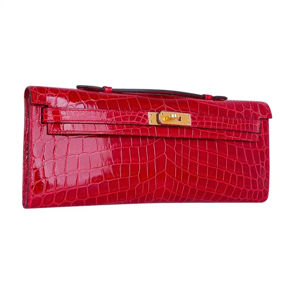 Hermes Kelly Cut Bag Braise Niloticus Crocodile with Gold Hardware - Image 2