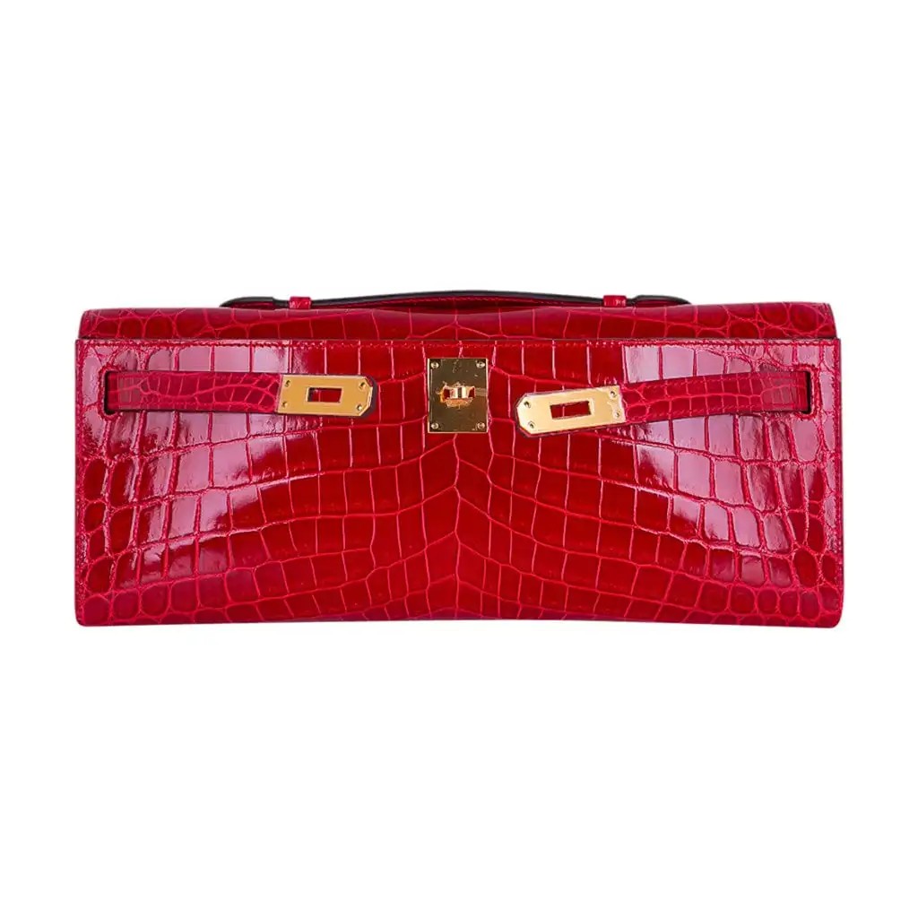 Hermes Kelly Cut Bag Braise Niloticus Crocodile with Gold Hardware - Image 3