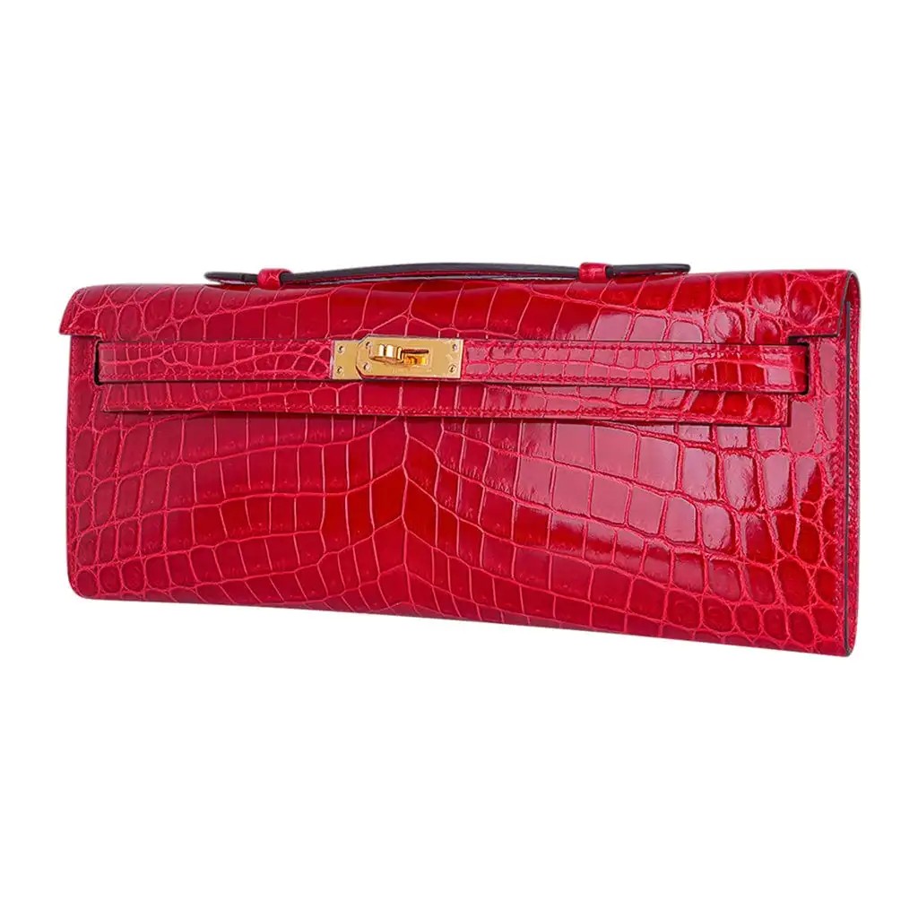 Hermes Kelly Cut Bag Braise Niloticus Crocodile with Gold Hardware - Image 4