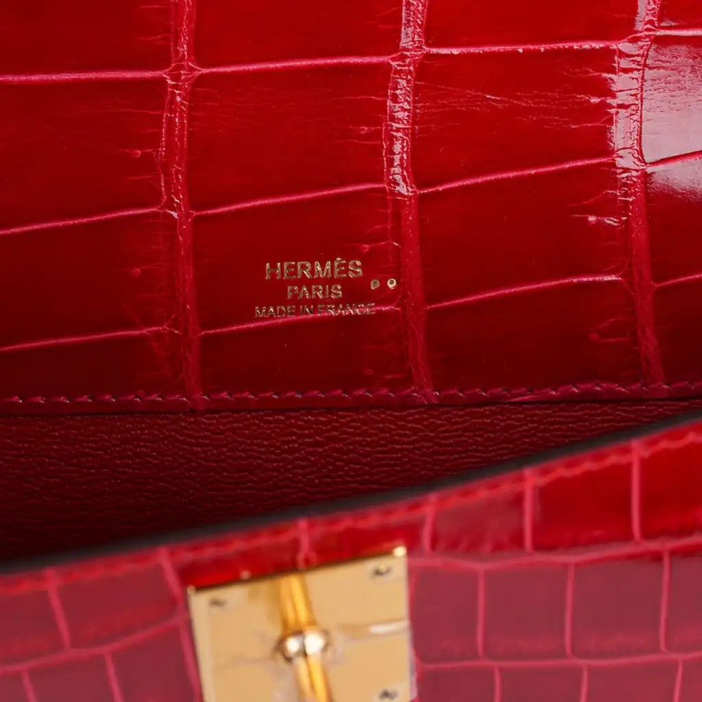Hermes Kelly Cut Bag Braise Niloticus Crocodile with Gold Hardware - Image 8