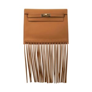 Hermes Kelly Danse Fringe Bag Tabac Sesame with Gold Hardware
